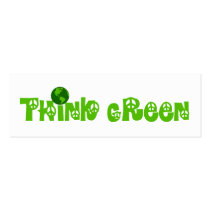 Think Green Globe Bookmark Business Cards