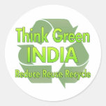 Think Green India Round Stickers