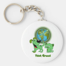 Think Green! (Leaf and Blade) Keychains