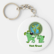 Think Green! (Leaf and Blade) Keychains