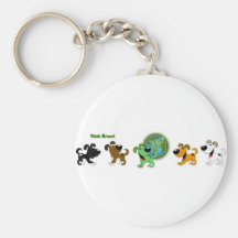 Think Green (Leaf and Four Pups) Key Chain