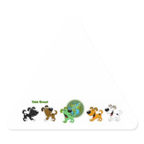Think Green (Leaf and Four Pups) Stickers