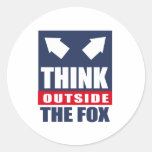 Think outside the fox round stickers