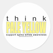 think PALE YELLOW Spina Bifida Round Sticker
