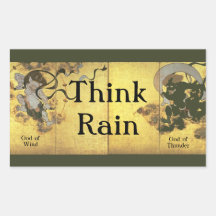 Think Rain Japanese Rain Gods Rectangle Stickers
