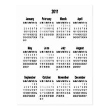 Thinking of You...2011 Mini Calendar Post Cards