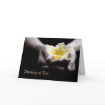 Thinking of You Delicate Yellow Flower In Hands cards