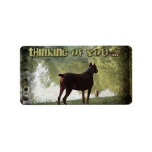 Thinking of You - Doberman Overlooking a Lake Personalized Address Label