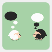 thinking sheep square sticker