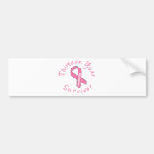 Thirteen Year Survivor (Circle Pink Ribbon) Bumper Stickers