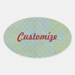 This Blue Vintage Antique Diamond Net Pattern Oval Sticker