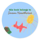 "This book belongs to" bird's nest bookplate stickers