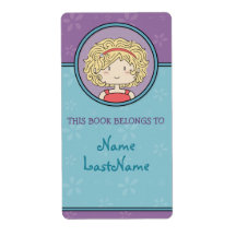 This book belongs to... (blue and purple) personalized shipping label