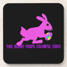 This Bunny Poops Colorful Eggs Beverage Coasters