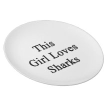 This Girl Loves Sharks Party Plate