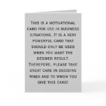 This is a motivational card for use in business...