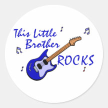 This Little Brother Rocks Round Sticker