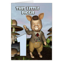 This little piggie First Birthday Card