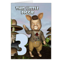 This little piggie Third Birthday Card