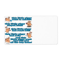 this little piggy nursery rhyme cartoon custom shipping label