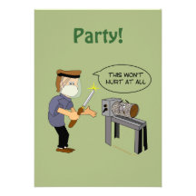 This Won't Hurt Funny Woodturning Cartoon Invitations