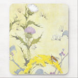 Thistle and Bee on Goldenrod mousepads