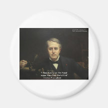 Thomas Edison "10,000 Ways" Wisdom Quote Gifts Fridge Magnets