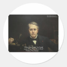 Thomas Edison "10,000 Ways" Wisdom Quote Gifts Round Sticker