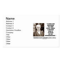 Thomas Edison Owe My Success Never Had A Clock Business Card Template