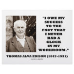 Thomas Edison Owe Success Never Had Clock Workroom letterhead