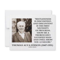 Thomas Edison Restlessness Discontent Progress Custom Invitations