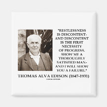 Thomas Edison Restlessness Discontent Progress Refrigerator Magnet