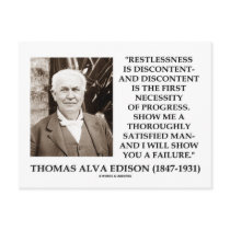 Thomas Edison Restlessness Discontent Progress Post Card