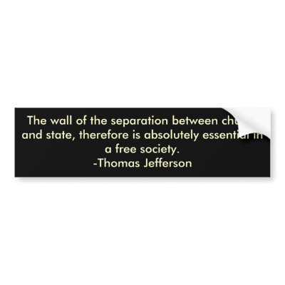 Thomas Jefferson on separation of church & state Bumper Stickers by groomporter