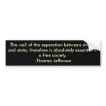 Thomas Jefferson on separation of church & state bumper stickers