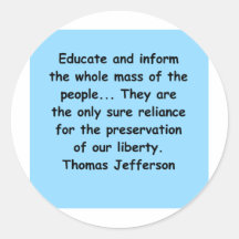 thomas jefferson quote round sticker