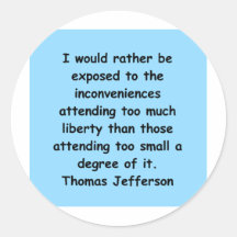 thomas jefferson quote round sticker
