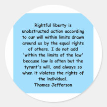 thomas jefferson quote round sticker