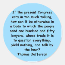 thomas jefferson quote round sticker
