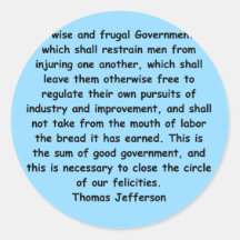 thomas jefferson quote round sticker