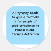 thomas jefferson quote round sticker