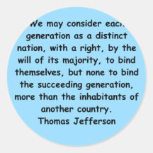 thomas jefferson quote round sticker
