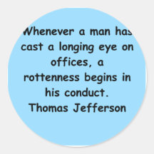 thomas jefferson quote round stickers