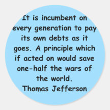 thomas jefferson quote round stickers
