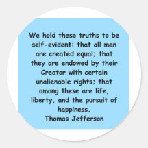 thomas jefferson quote round stickers