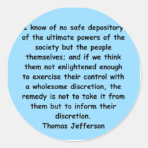 thomas jefferson quote round stickers