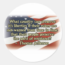 Thomas Jefferson Spirit of Resistance Round Stickers