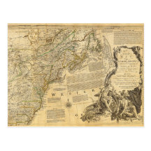 Thomas Jefferys' 1776 American Atlas Map Post Cards