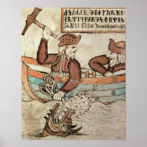 Thor fishing for the serpent of Midgard Posters