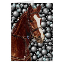 Thoroughbred & Bubbles Art Greeting Cards